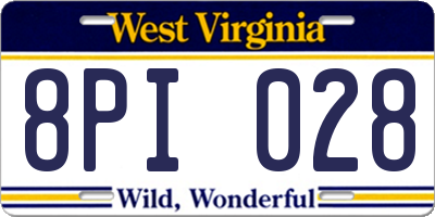 WV license plate 8PI028