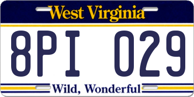 WV license plate 8PI029