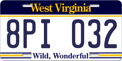 WV license plate 8PI032