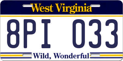 WV license plate 8PI033