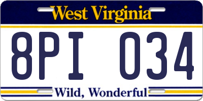 WV license plate 8PI034