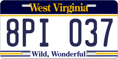 WV license plate 8PI037