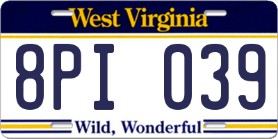 WV license plate 8PI039