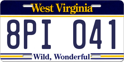 WV license plate 8PI041