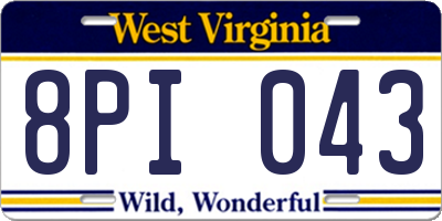 WV license plate 8PI043