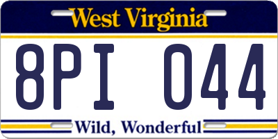 WV license plate 8PI044