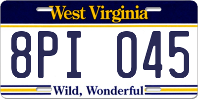 WV license plate 8PI045