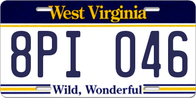 WV license plate 8PI046
