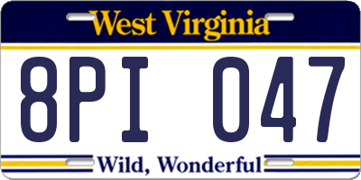 WV license plate 8PI047