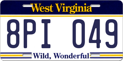 WV license plate 8PI049