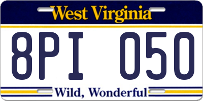 WV license plate 8PI050