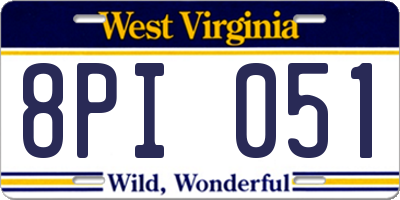 WV license plate 8PI051