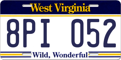WV license plate 8PI052