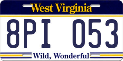 WV license plate 8PI053