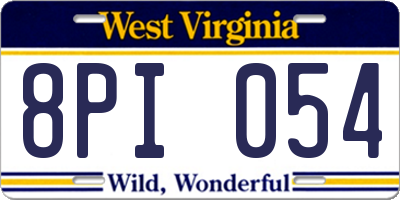 WV license plate 8PI054