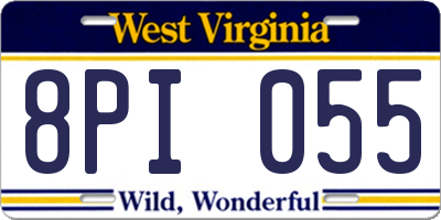 WV license plate 8PI055