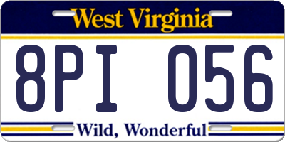 WV license plate 8PI056