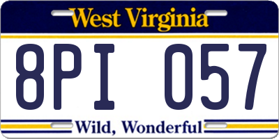 WV license plate 8PI057