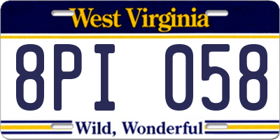 WV license plate 8PI058