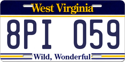 WV license plate 8PI059