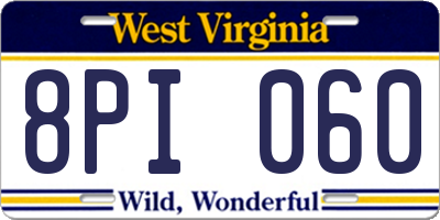 WV license plate 8PI060