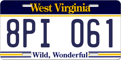 WV license plate 8PI061