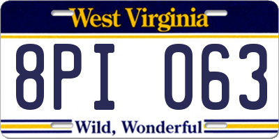 WV license plate 8PI063