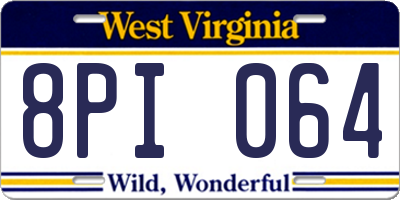 WV license plate 8PI064