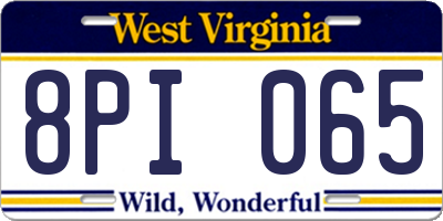 WV license plate 8PI065