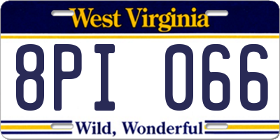 WV license plate 8PI066