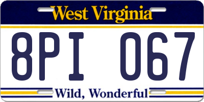 WV license plate 8PI067
