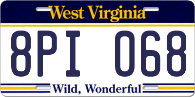 WV license plate 8PI068