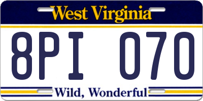WV license plate 8PI070