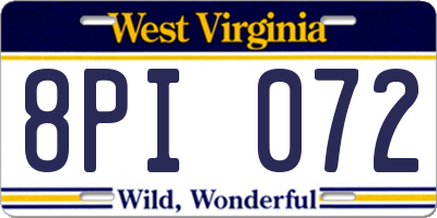 WV license plate 8PI072