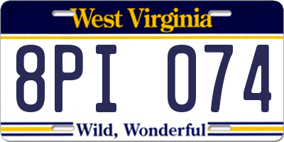 WV license plate 8PI074