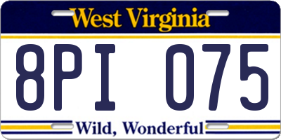 WV license plate 8PI075
