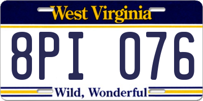 WV license plate 8PI076