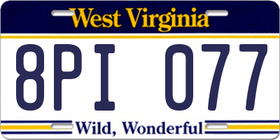 WV license plate 8PI077