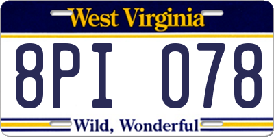WV license plate 8PI078