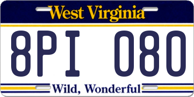 WV license plate 8PI080