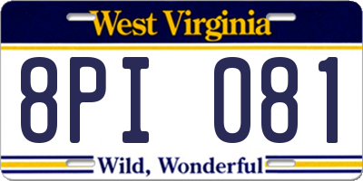 WV license plate 8PI081