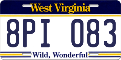 WV license plate 8PI083