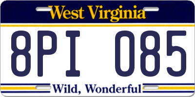 WV license plate 8PI085