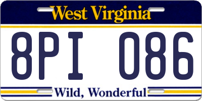 WV license plate 8PI086