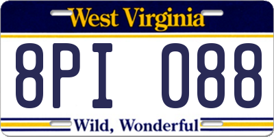 WV license plate 8PI088