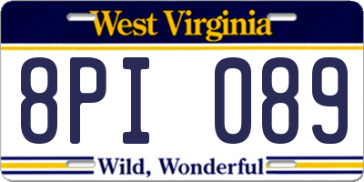 WV license plate 8PI089