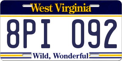 WV license plate 8PI092