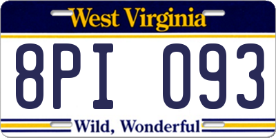 WV license plate 8PI093