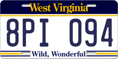 WV license plate 8PI094