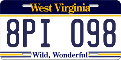 WV license plate 8PI098
